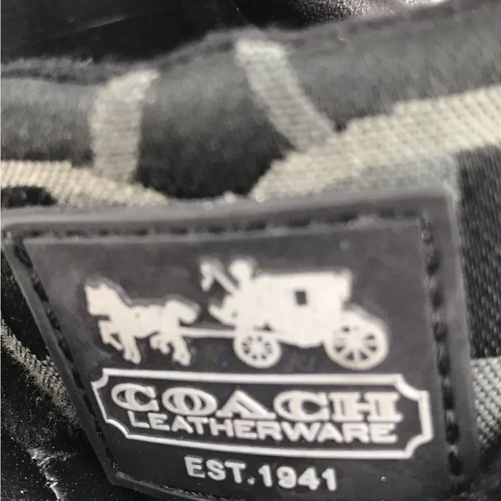 Coach KINSLEY  Black Gray Optic Signature Fabric Suede Lace Up Sneakers